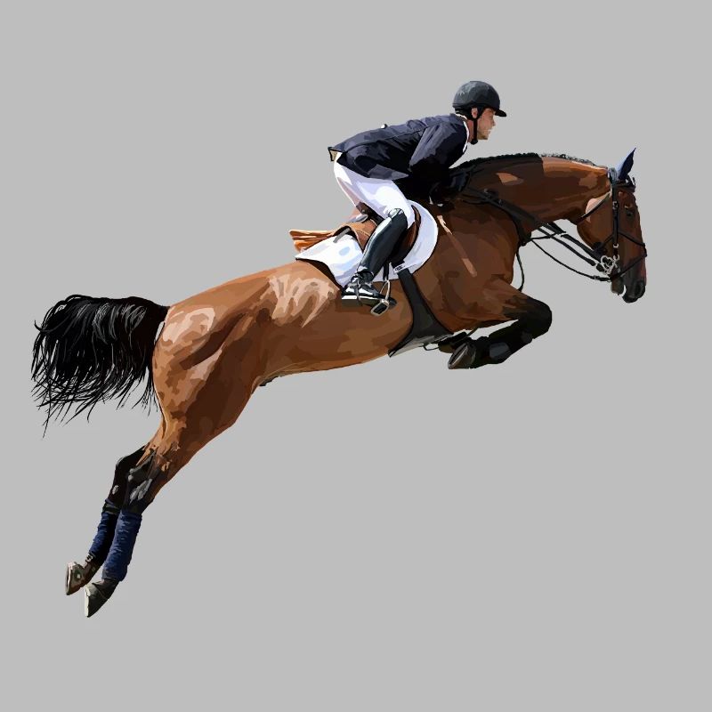 Cavalier de saut d'obstacles dynamique au galop