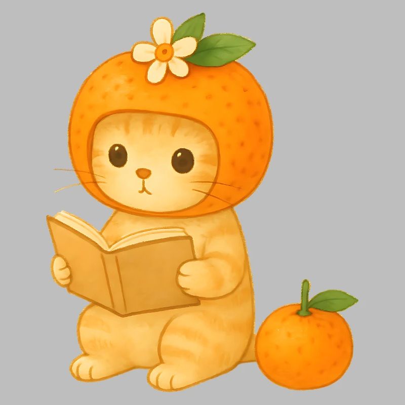 Chat ananas lecture avec fleurs