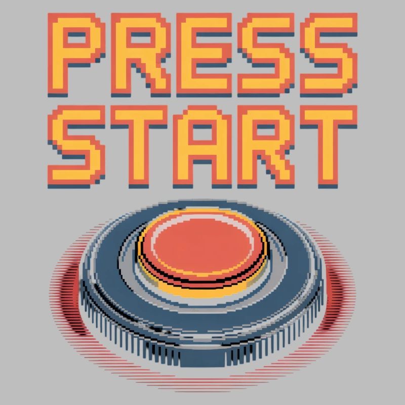 Press Start Retro Gaming Pixel Arcade Button