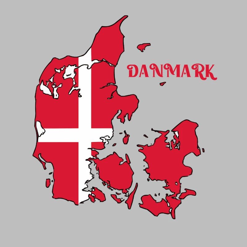 Denmark Map with Flag