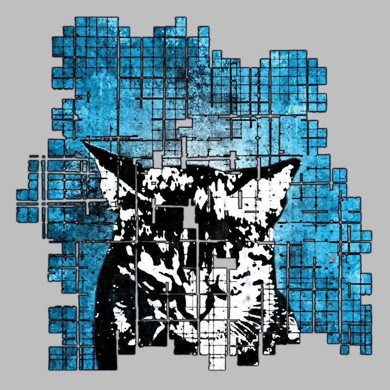 Portrait de chat de style graffiti avec explosion bleue