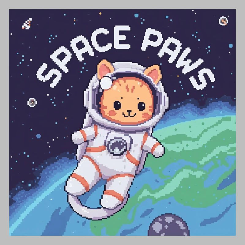 Space Paws – Pixel Cat Astronaut 