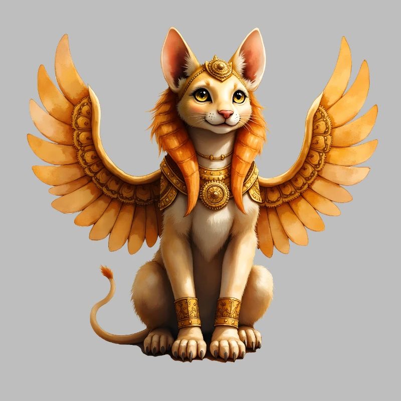 Chat ailé doré