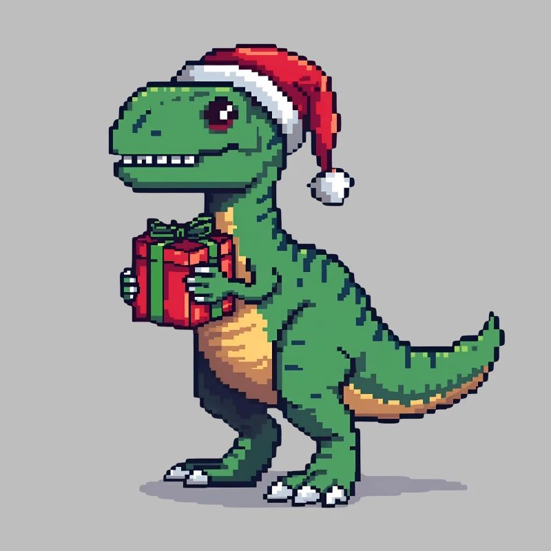 Vélociraptor 8 bits Pixel Noël