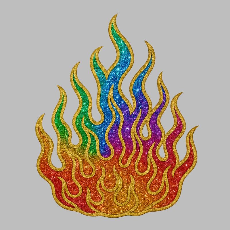Rainbow Fire Glitter Flame