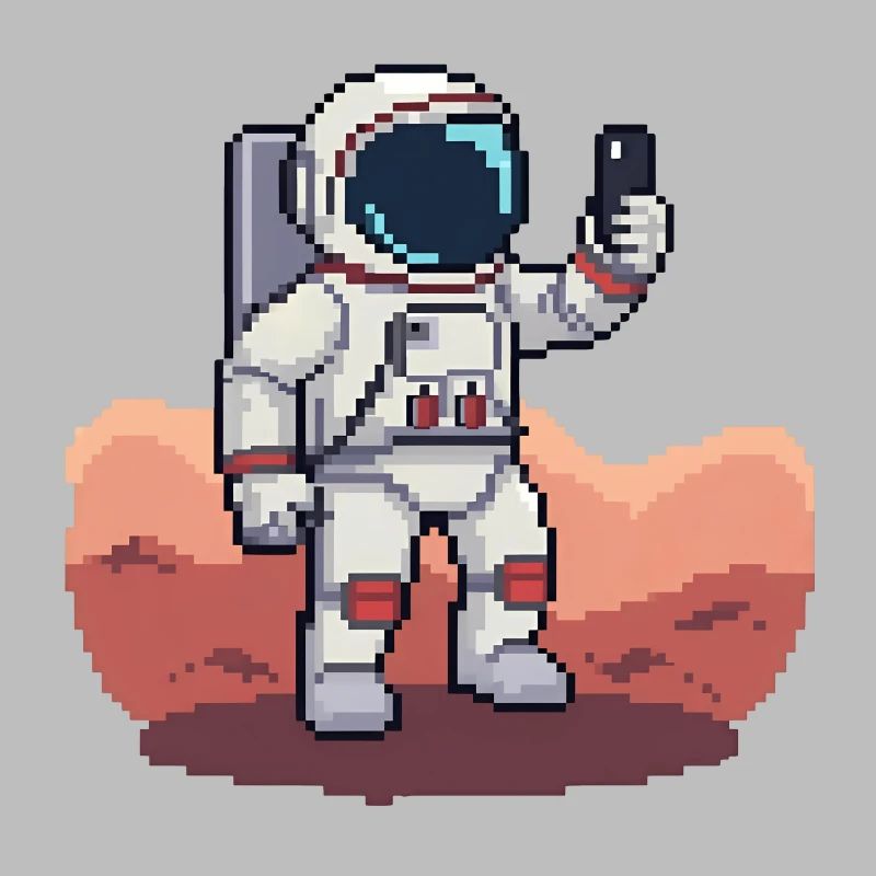 Selfie d’astronaute pixel sur Mars - Style 8 bits