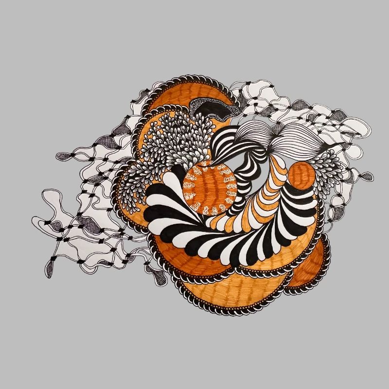 Orange Spiral Black and White Pattern