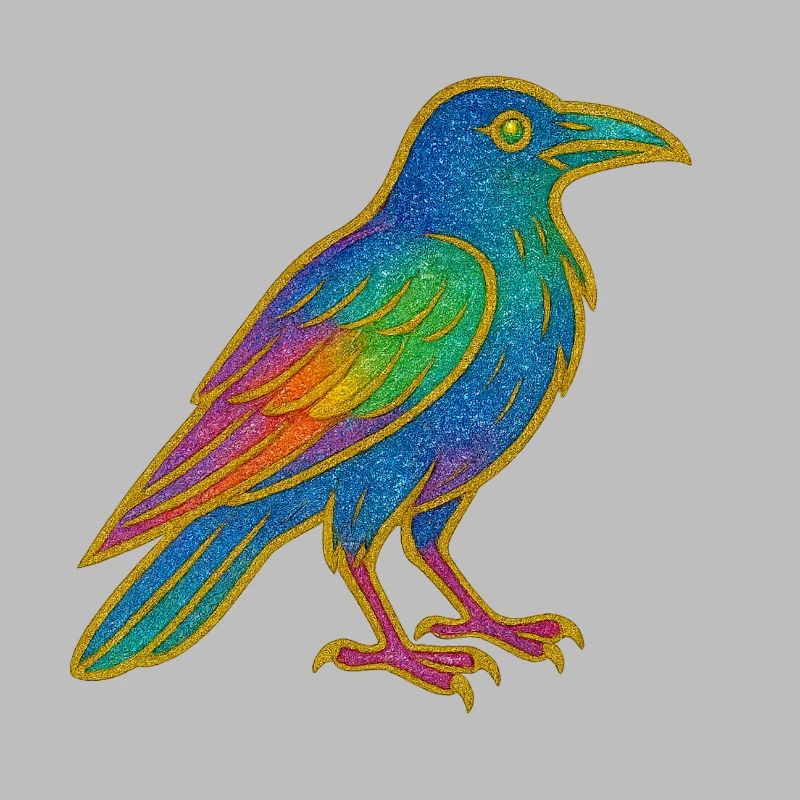 Rainbow Raven Patch Design
