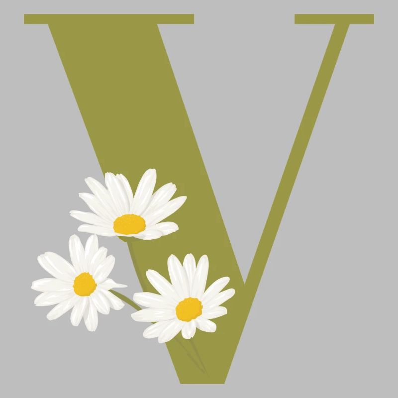 Buchstabe v grüne Gänseblümchen