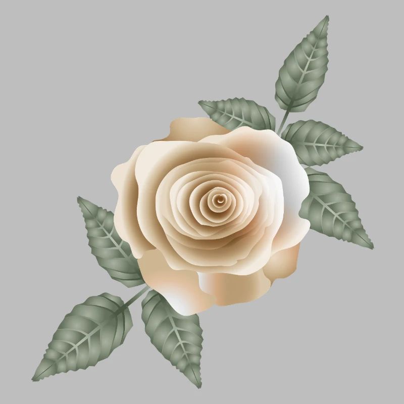 Rose délicate couleur sable avec de doux accents de feuilles