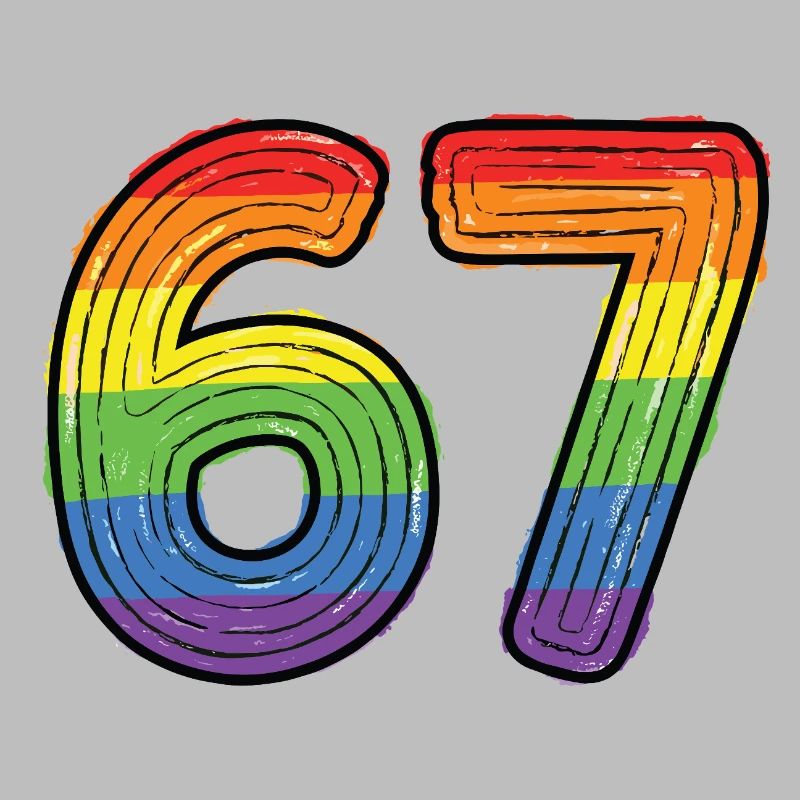 Rainbow 67 Gras, dessiné à la main six sept chiffres
