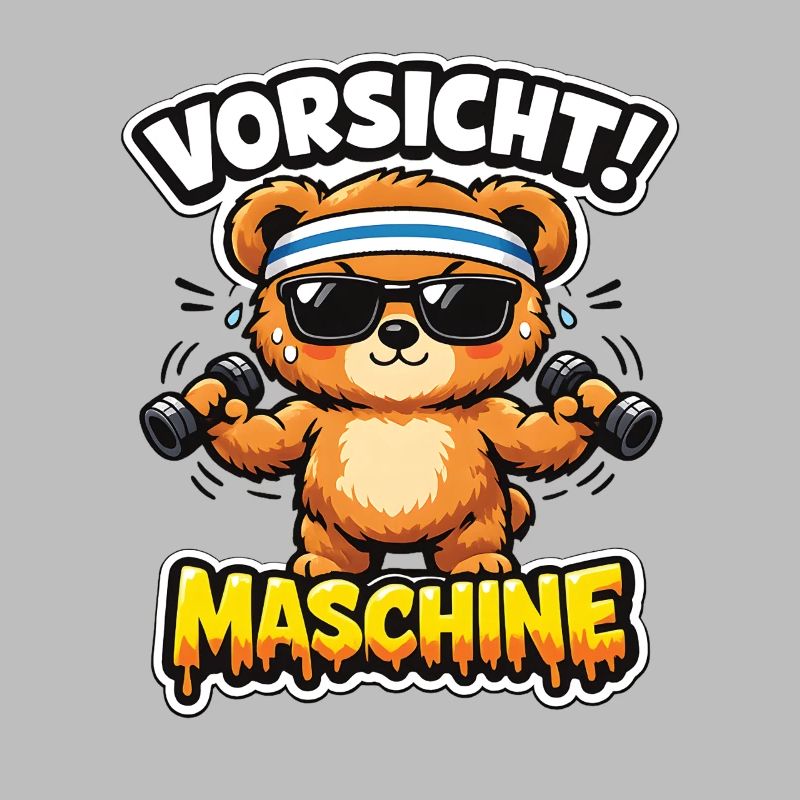 Caution Machine Bear with Dumbbells
