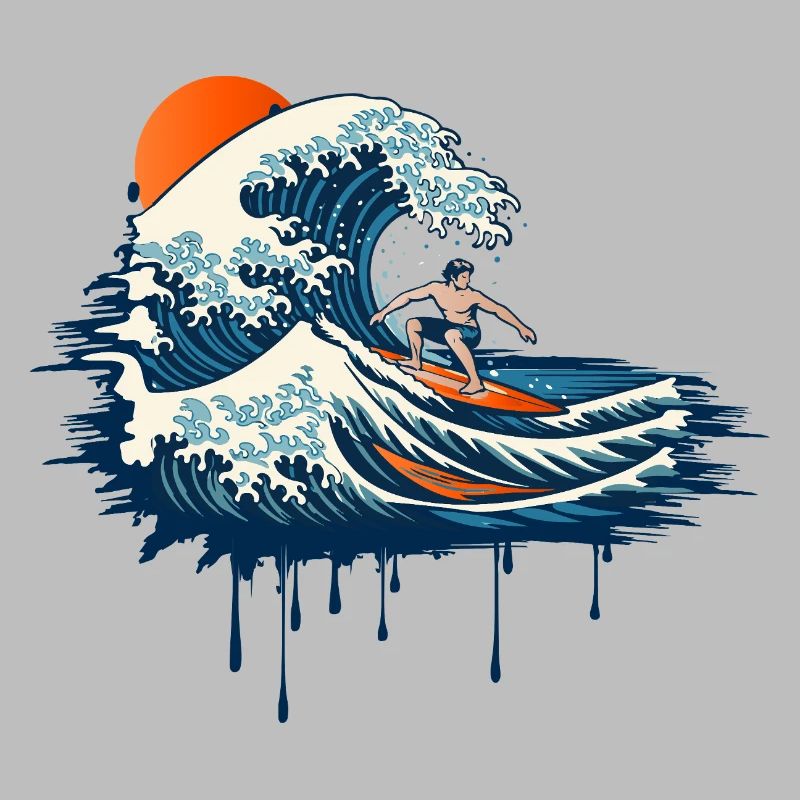 Dynamic Surf Illustration on Powerful Wave
