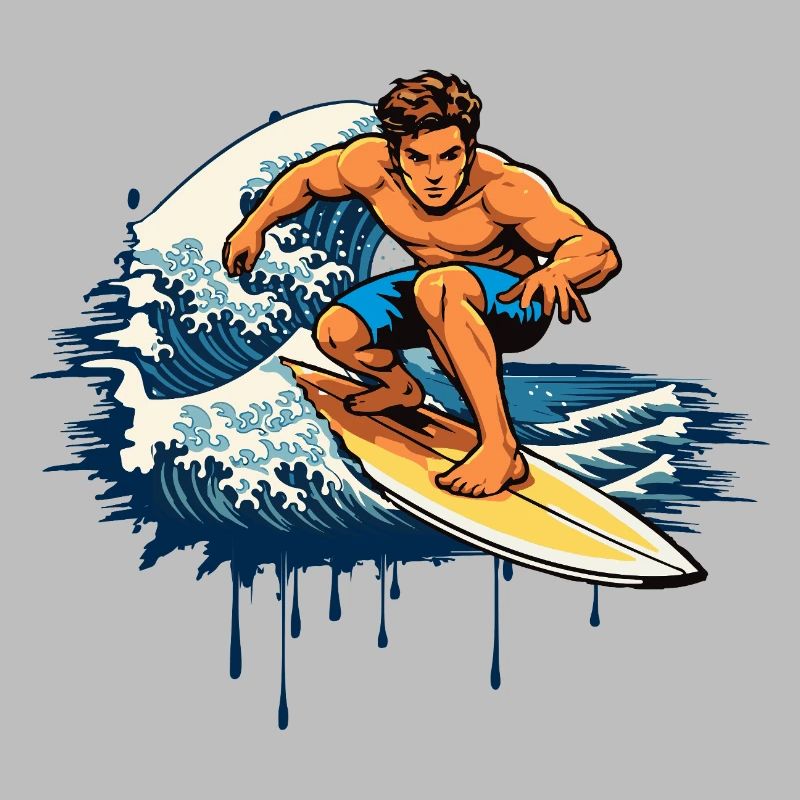 Dynamische Graffiti Illustration  eines Surfers