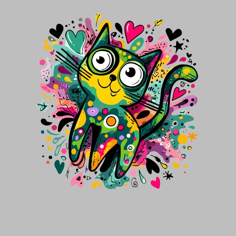 Œuvres colorées de chats graffitis