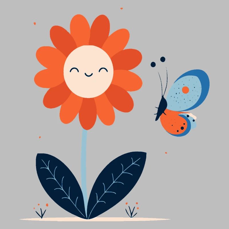 Fleur Rieuse avec Papillon
