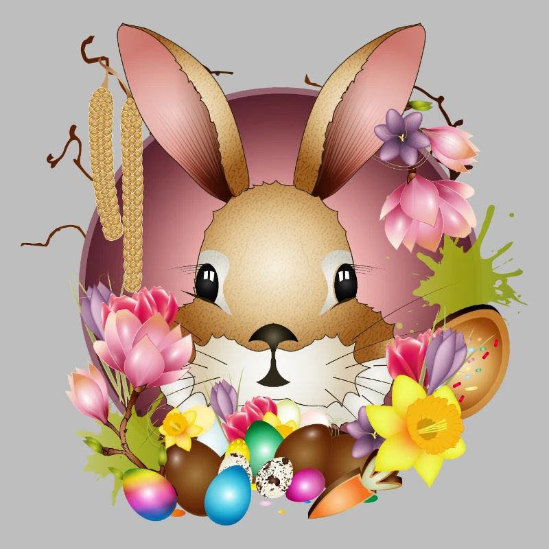 Adorable Easter bunny with Easter decoration