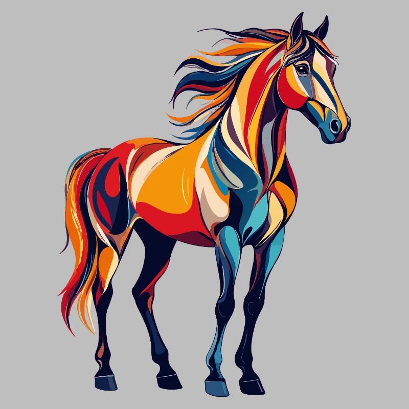 Explosion de couleurs Motif abstrait de cheval coloré
