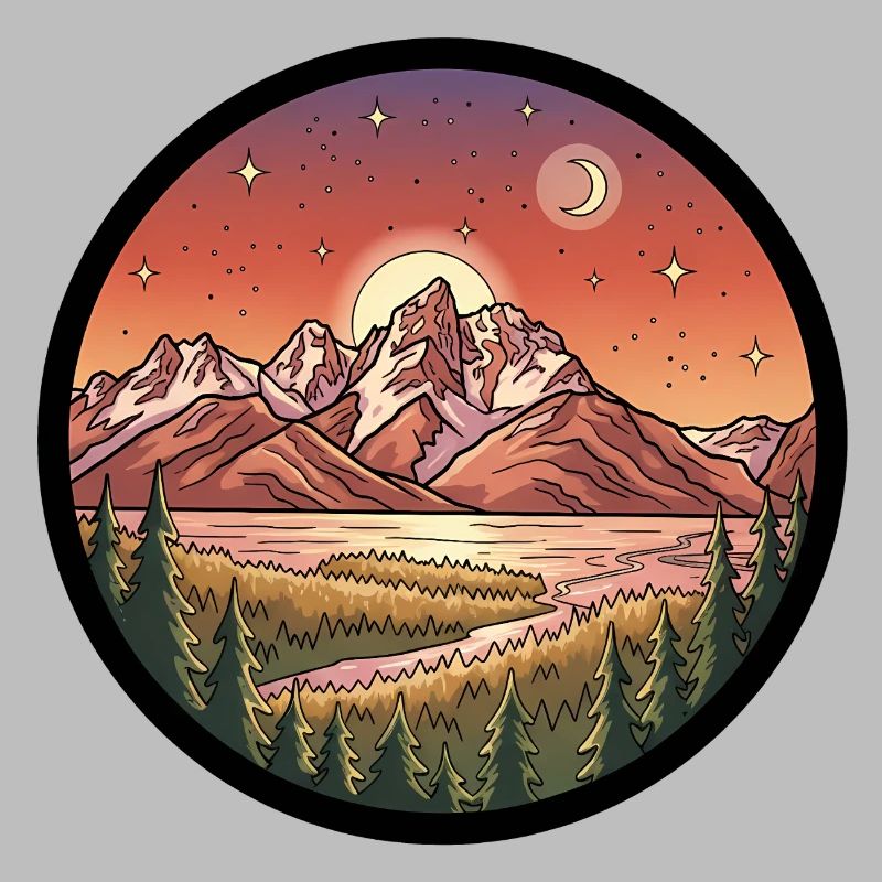Moonlight Mountains Round Patch