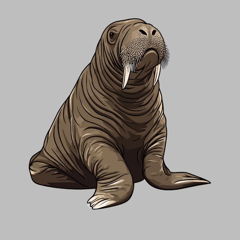 Dessin animé de morse dans des tons de marron