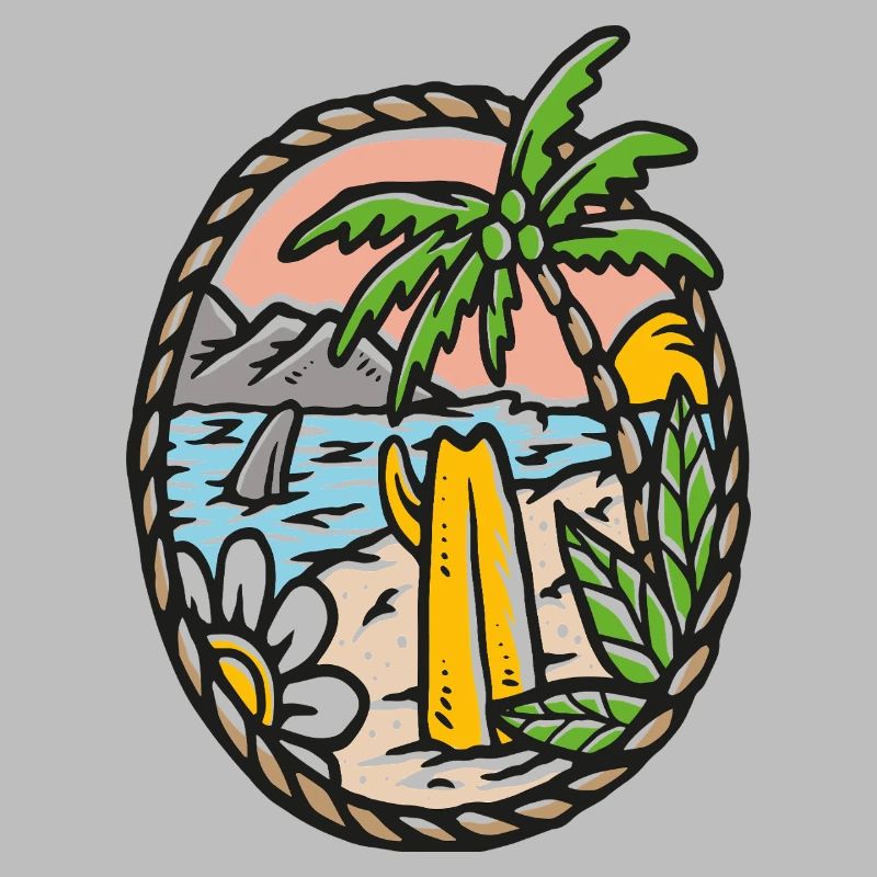 Beach Dream Palm Tree Waves Circle Frame