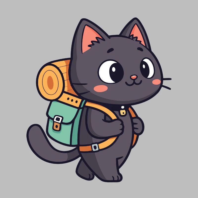 Hiking Cat with Backpack