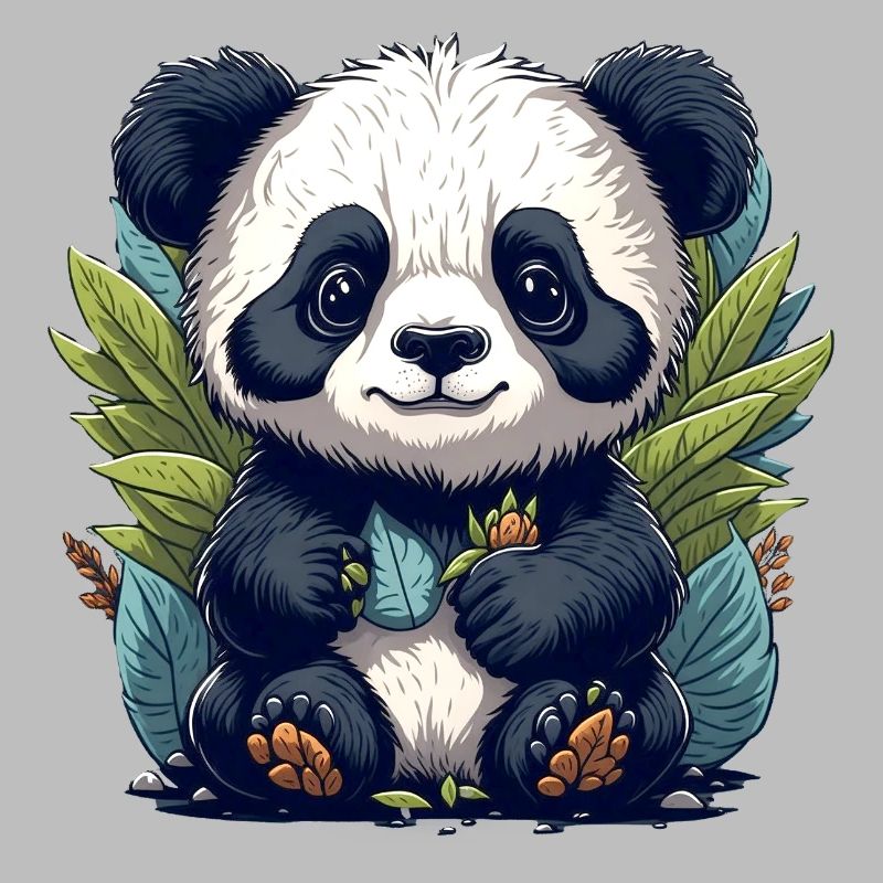 Le panda dans la forêt de feuilles