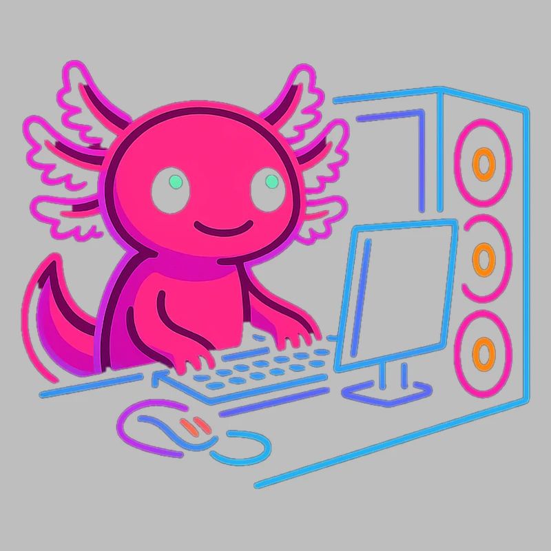 Conception de PC de jeu Axolotl Gamer Style Neon