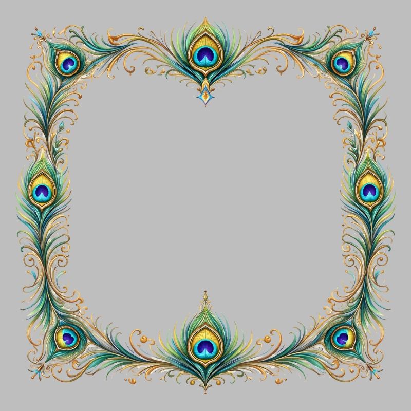 Peacock Feather Frame Ornament Boho Design