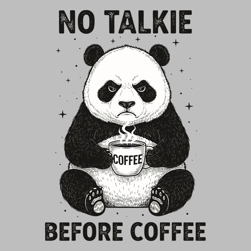 Pas de conversation devant un panda amateur de café