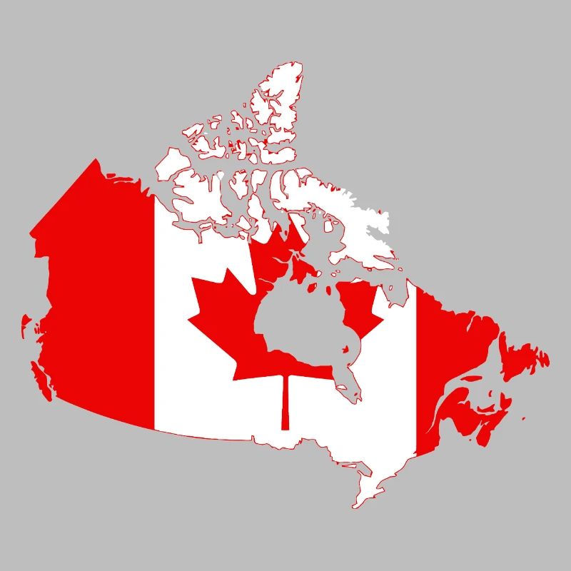 Canada Flag Map Silhouette with Maple Leaf