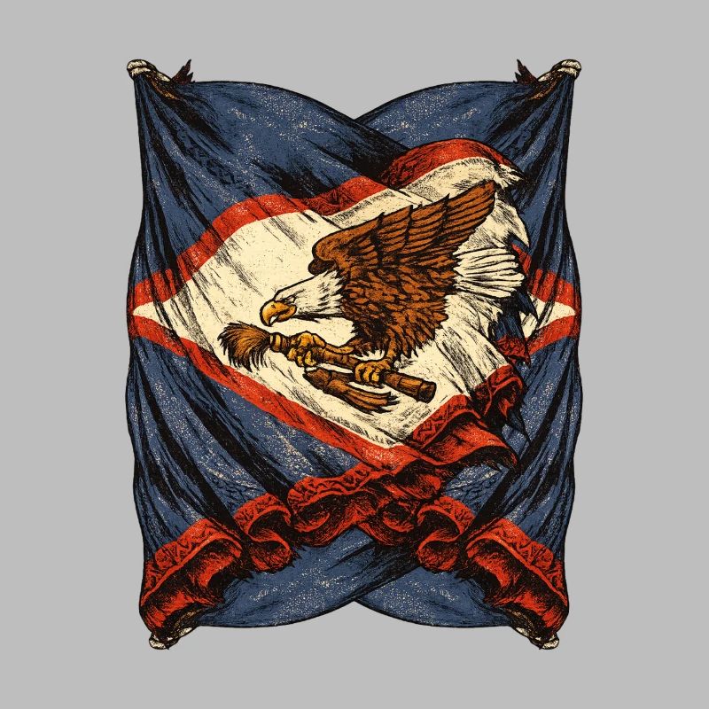Vintage Eagle Flag Emblem with Rifle