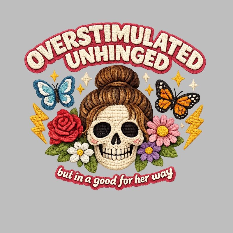 Overstimulated Unhinged Skull Patch Gift
