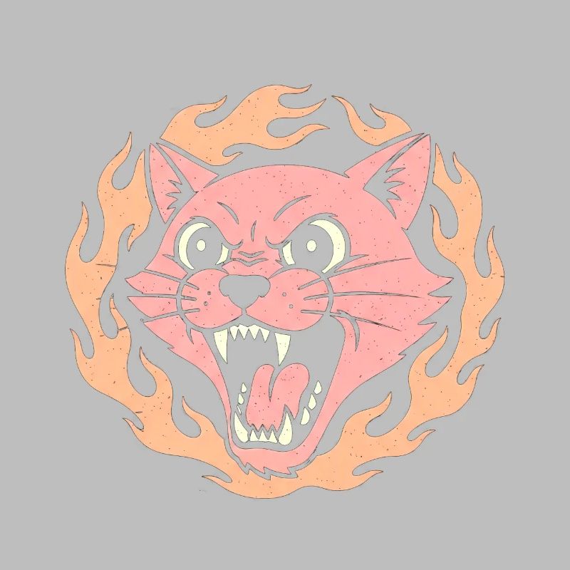 Flame Cat Pink Fire Head