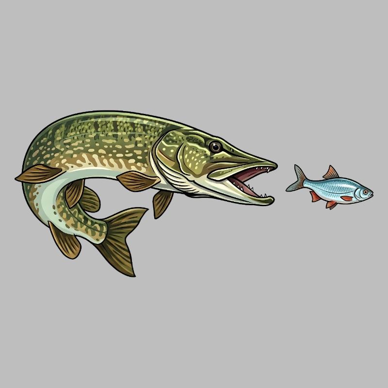 Pike hunts fish