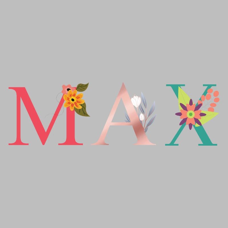 MAX Name Art avec fleurs brodées