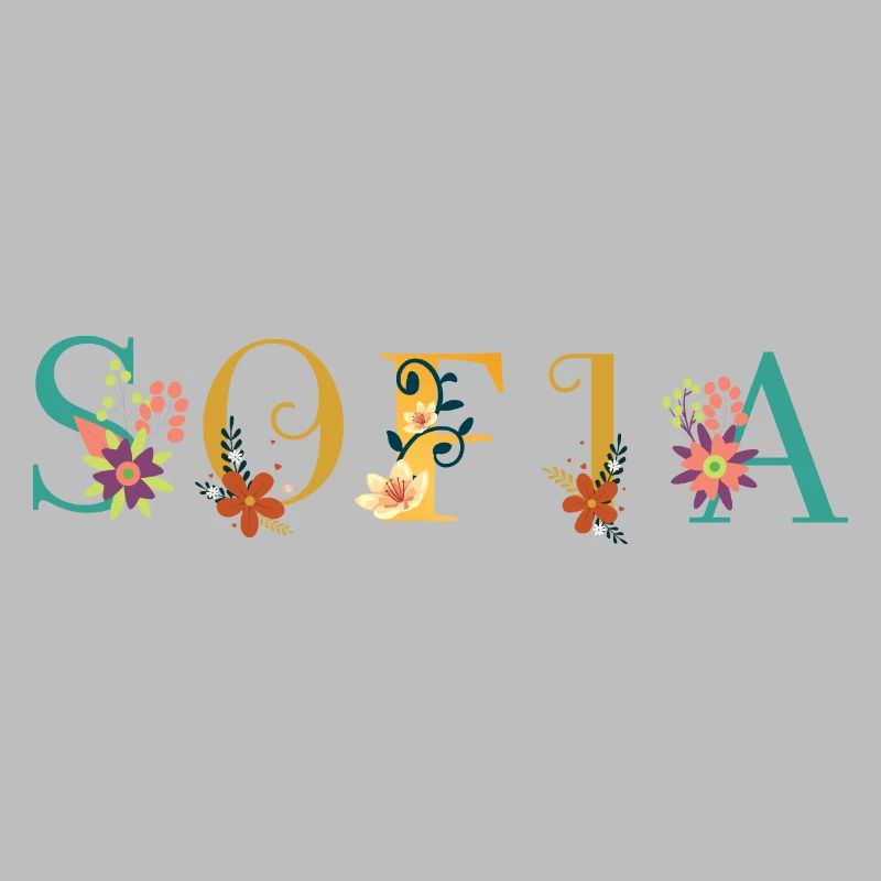 SOFIA Prénom Art avec fleurs brodées