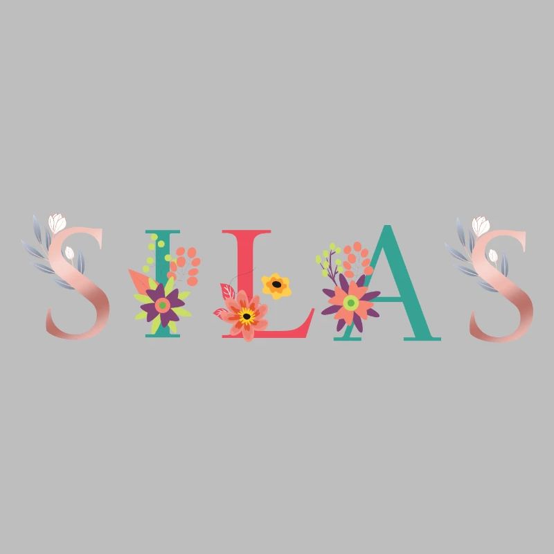 SILAS Name Art avec fleurs brodées