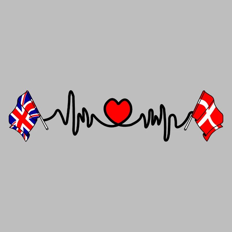 Cardio heart Drapeau Angleterre, drapeau Danemark