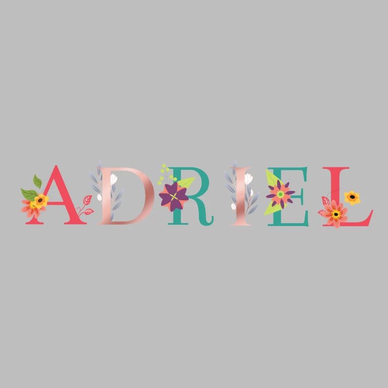 ADRIEL Art du nom avec des fleurs brodées