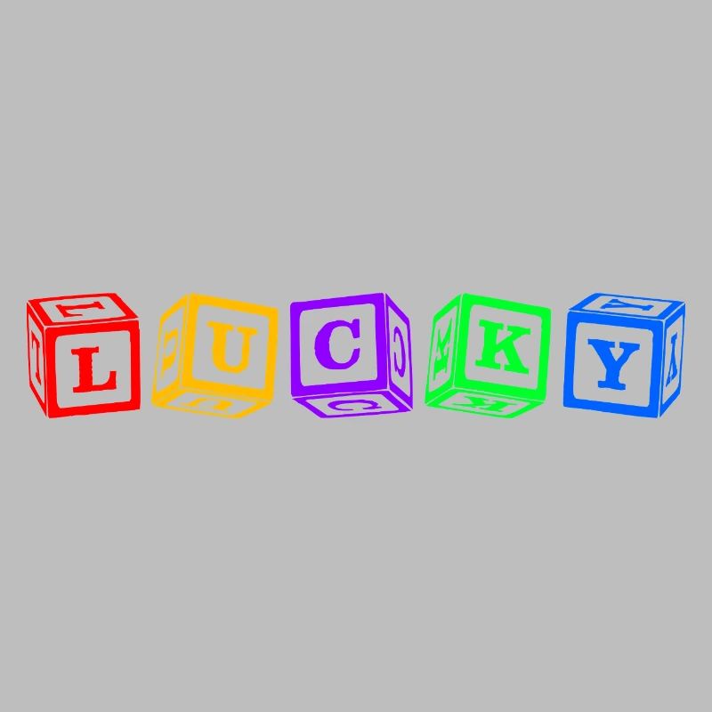 Lucky – Conception colorée de lettres en cube 3D
