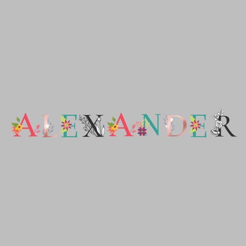 ALEXANDER Nom Art avec fleurs brodées