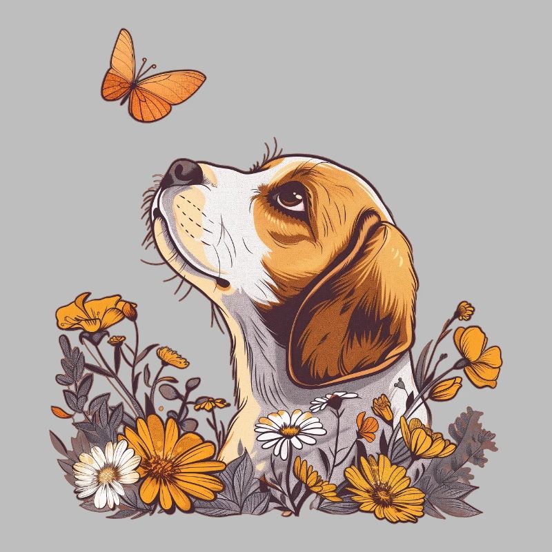 Beagle avec papillon