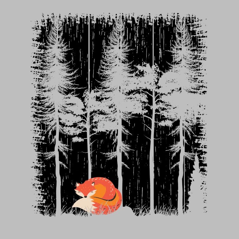 Sweet Fox in the Forest Retro Pattern Vintage Tree Forest