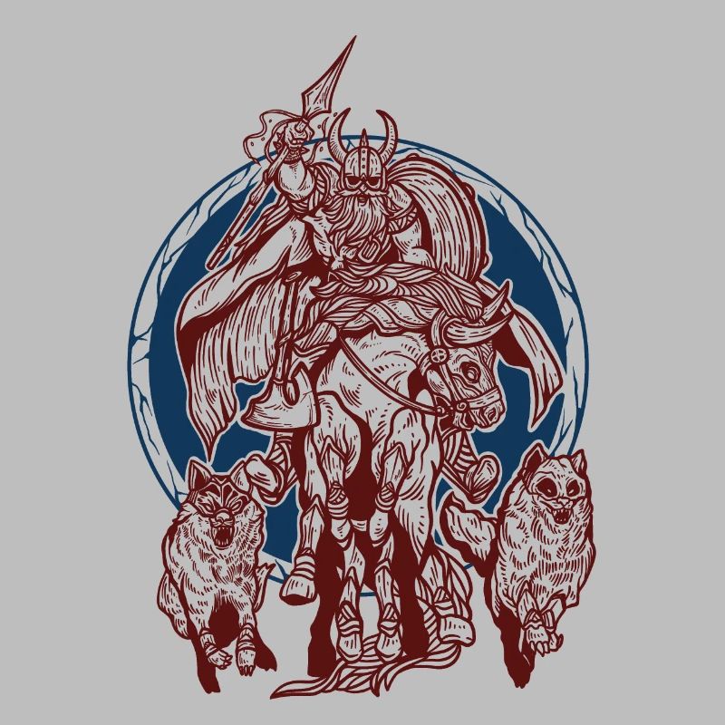 Wikinger Odin mit Sleipnir & Gungnir Design