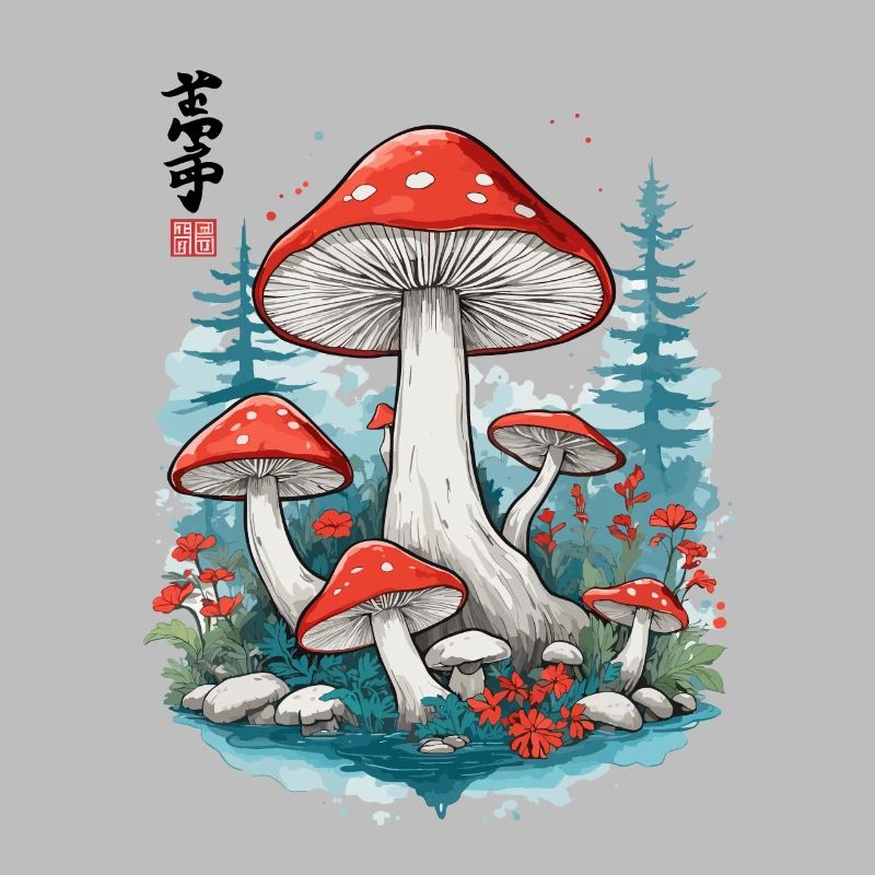 Japanese Mushrooms Ukiyo-E Toadstool Aesthetic