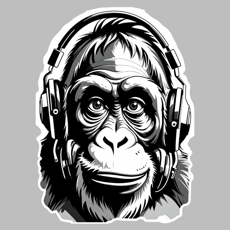 Musik Affe Gorilla mit Kopfhoerer als Geschenkidee