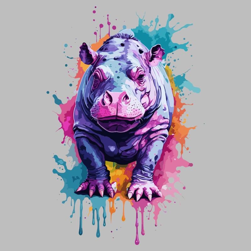 Nilpferd Cool bunt in Aquarell. Illustration