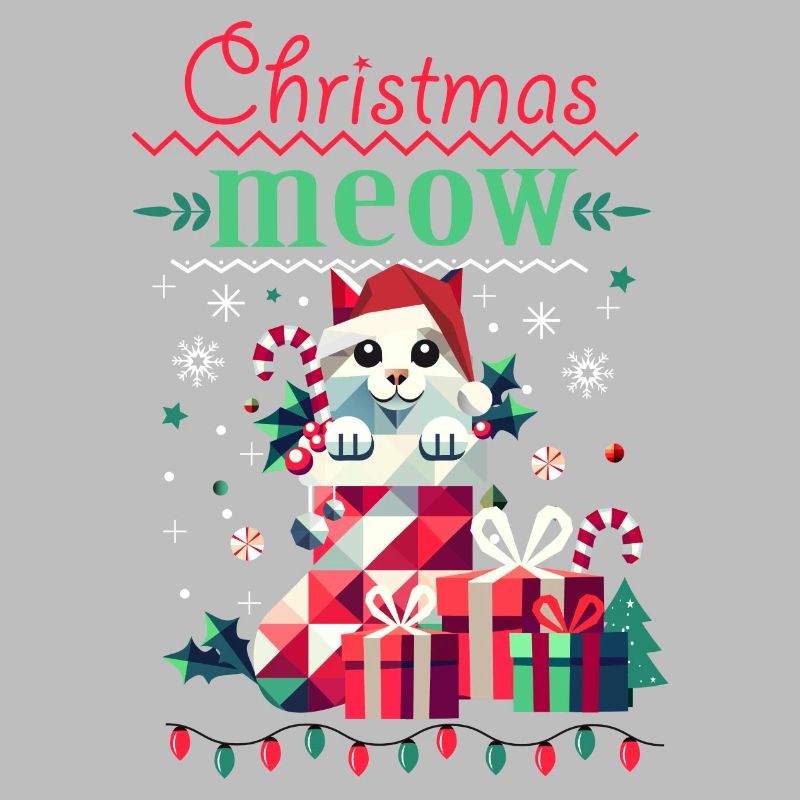Chat espiègle en bas - Style de Noël laid