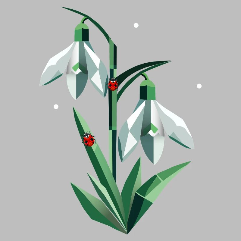 Two snowdrops with ladybugs